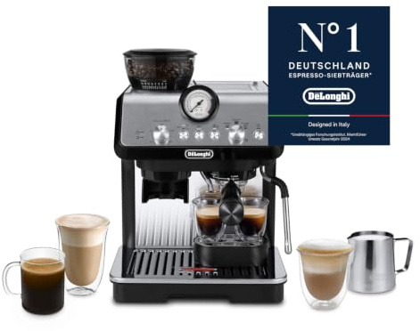 De'Longhi La Specialista Arte - Espressomaschine 3 Getränkevoreinstellungen | Siebträgermaschine mit manuellem Milchaufschäumer, 15-stufiges Mahlwerk, 3 Temperaturstufen, Barista-Kit, Schwarz, EC9155.MB