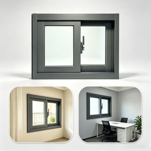 Ventana corredera de repuesto de aluminio, doble cristal transparente, uso multiespacio para almacenes, baños y espacios residenciales