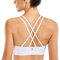 CRZ YOGA Women's Strappy Back Sports Bra - Mid Impact Wirefree Padded Workout Yoga Crop Top White S