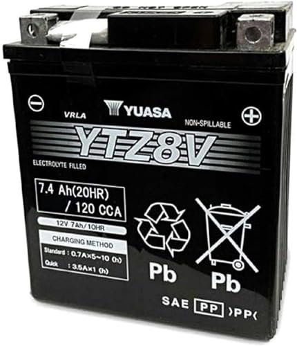 Batterie YUASA YTZ8V vorgeladen, versiegelt für Honda SH 125 / 150i ESP 13-15 ; PCX 125/150 ESP 12-14 ; CBR250R 11-13 ; CBR300R 15-16 ; Yamaha YZF R3 320 15 - M T-03A 320 16- ; (Start & Stop)