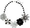 Bocar 5 Flower Braided Crystal Statement Chunky Necklace Bib Collar Pearl Jewelry for Women (NK-10127-black)