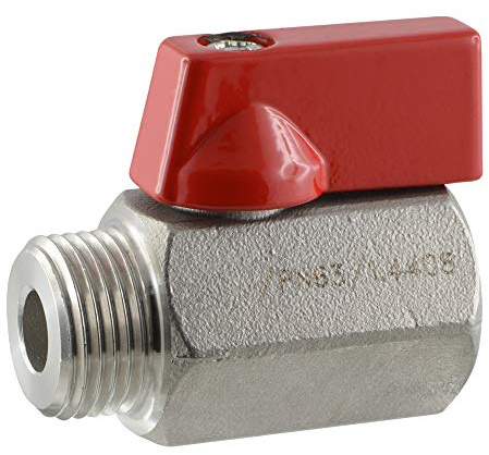 Edelstahl-Mini-Kugelhahn PN63 -Ventil für Wasser Druckluft Öl Kraftstoffe Lösungsmittel (Innen-/Außengewinde, G 1/4)