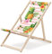 Outentin Gartenliege Klappbar Holz Strand - Premium Liegestuhl aus Holz groß - für Garten, Balkon und Strand - Modernes Design - Strandliege Holz Klappbar - Bis 130 kg Motiv Ananas