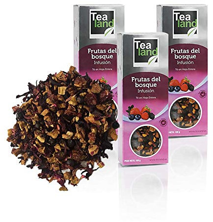 Tealand | infusion frutos del bosque, Hojas Sueltas | Pack de infusiones a granel | 3 x 100 gr