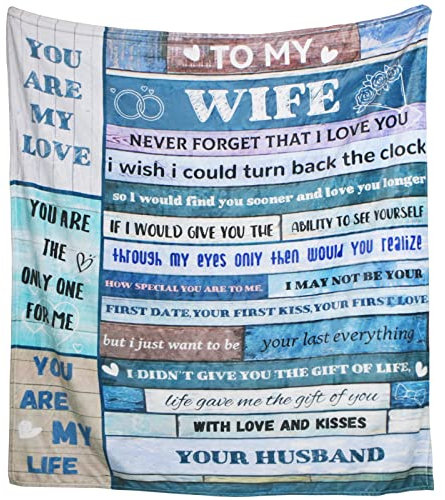 OHOIT Geschenke für die Frau, an meine Frau, Decke, Hochzeitstag, romantische Geschenke für meine Frau, Überwurfdecke vom Ehemann, Weihnachten, Valentinstag, Muttertag, Geburtstag für die Frau (warme