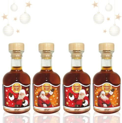 4er Set Mini Apotheker Weihnachtsliköre - Frohes Fest Kräuterlikör - 33% vol. Likör als Geschenk | Kleinigkeit zu Weihnachten | Humor Apotheke Spaßmedizin Humormedizin
