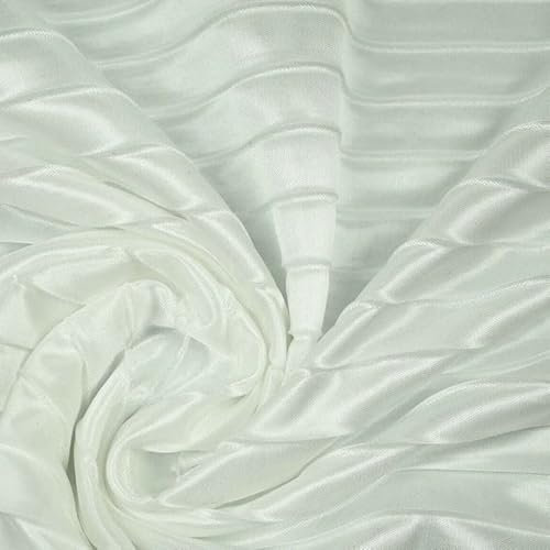 Satin-Stoff, 2 cm, plissiert, Knitter-Stretch, seidig, Plissee, 147,3 cm, Weiß 5380