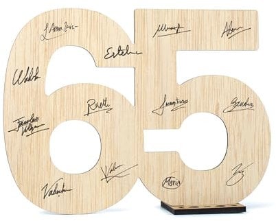 CONTRAXT Biglietto Auguri 65 Anni legno. Idea carta regalo sorprese uomo donna biglietto auguri 65 anni compleanno uomo donna papa 65 anni addobbi coppia compleanno mamma (65)