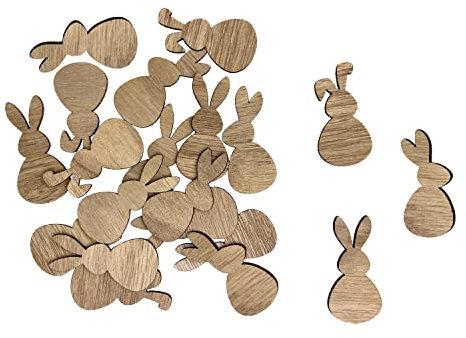 Oblique Unique® Holz Konfetti Hasen Häschen Streu Deko Tischdeko Streuteile Dekoration aus Echtholz für Ostern oder zum Basteln (Natur)