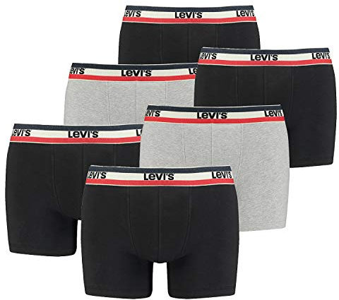 Levi's Herren Sportswear Logo Men's Boxer Briefs (6 Pack) Boxer Shorts, Farbe:Black/Grey Melange, Bekleidungsgröße:M