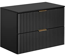 PIASKI ADEL Black, Mobile per lavabo da 80 cm, con piano di lavoro o lavabo da incasso, mobile per lavabo nero, mobili da bagno (con piano di lavoro)