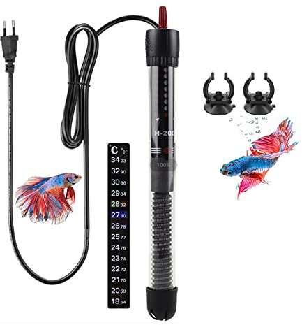 SLshiBo Aquarium Heizung 120l 100W Aquarium Heizstab Einstellbar mit Saugnäpfen Aquarium Heizer Thermostat für Fischtanks und Aquarium (20-34℃, EU-Stecker)