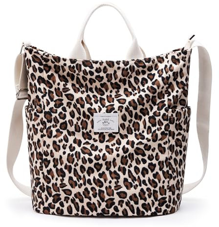 KALIDI Damen Handtasche Cord Shopper Schultertasche Casual Umhängetaschen Groß für Schule Arbeit Alltag Einkauf
