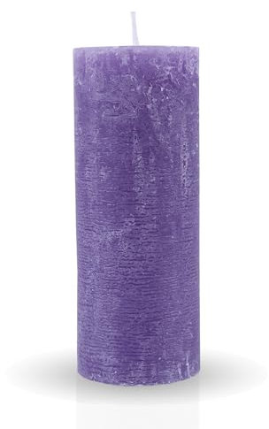 HS Candle Rustikale Stumpenkerze Lila Ø7cm x 12cm - vers. Farben/Größen - lang Brenndauer Antik Kerze, Duftfreie Altarkerze - Dekokerze