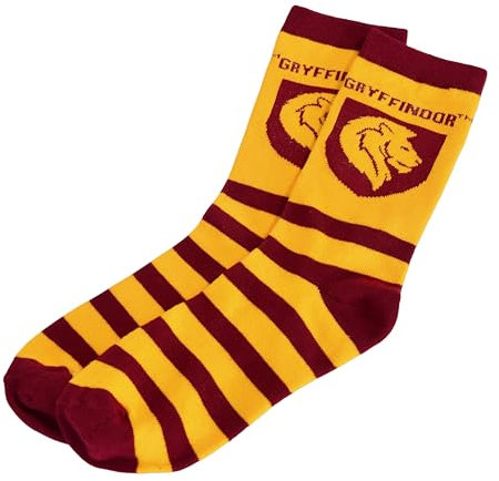 Elbenwald Harry Potter Socken Gryffindor Wappen für Herren Damen Unisex Baumwolle Rot-Gelb - 40-43