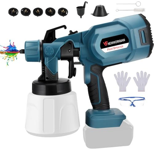 WingFly Cordless Paint Sprayer Compatible with Makita 18V Battery, HVLP Fence Paint Sprayer Gun with 3 Spray Patterns for Fencing Decking Wall Ceilings Home Furniture(No Battery)