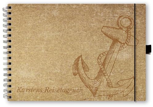 Reisetagebuch DIN A5 Anker Maritim Vintage, personalisierbares Cover
