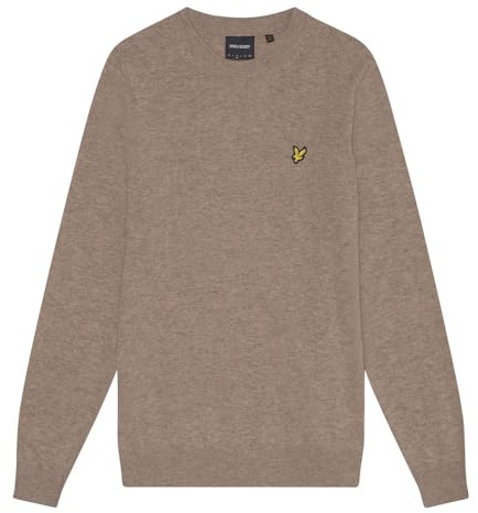 Lyle & Scott KN2114V Lambswool Blend Crew Neck Sweater, Light Brown Smokey, XL