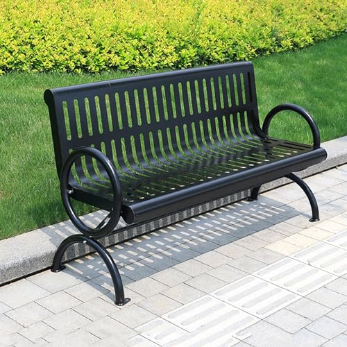 Panca da esterno con struttura in acciaio con capacità di peso di 317,5 kg, panca da giardino per veranda, cortile e bordo piscina, arredamento esterno per parco o patio