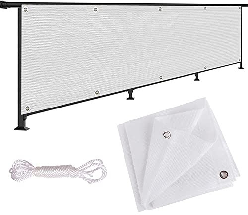 Brise-vue pour balcon - Hauteur 80 cm - Avec boutonnière - Blanc - 80 x 650 cm