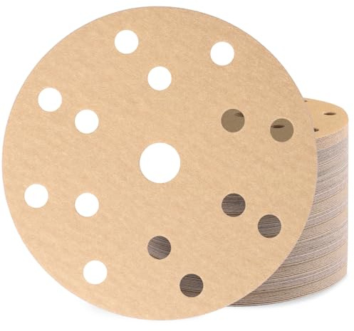 Huopueit 80 Pièces Disque Abrasif 150 mm, Grain 180 Papier Abrasif 15 Trous Disque Poncage pour Ponceuse Orbitale
