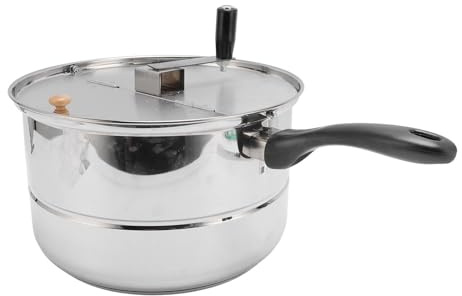 LUCKDANO Popcornmaschine für den Herd, Popcornmaschine aus Edelstahl mit Handkurbel für Gas- und Elektroheizung. Genießen Sie Frisches Kino zu Hause. Einfache Reinigung
