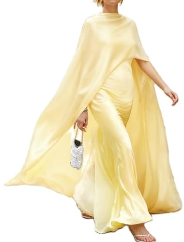 Owegvia Langer Damen-Umhang aus Chiffon, hoher niedriger Umhang, durchsichtiges Netz-Poncho-Top, fließende Capelets