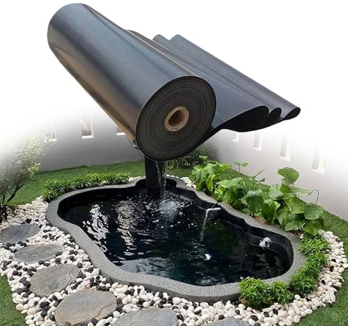 GOUZOO Lámina para Estanque 450 x 2200 cm UV Estable Revestimiento de Caucho Negro Fcil de Cortar para Peces de Estanques, Fuentes, Jardines Acuáticos y Cascadas, Negro