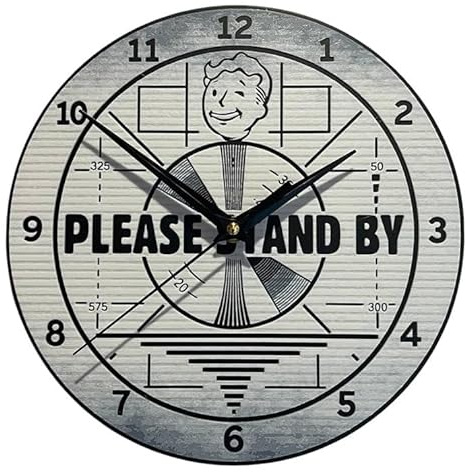 Generico 3D Wanduhr - PLEASE STAND BY - Vault - 24cm - Wanddeko Retro Gaming