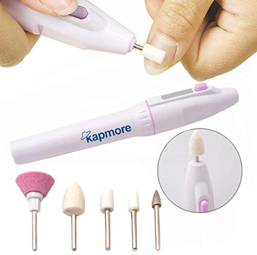Electric Nail File, Kapmore 5-in-1 Electric Manicure Set Grinder Grooming Kit Includes Callus Remover Set, Nail Buffer & Polisher, Personal Manicure and Pedicure Kit