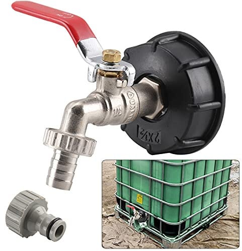 S60X6 Adaptateur de réservoir de vidange IBC pour robinet de jardin en laiton avec raccord de tuyau 12,7 mm