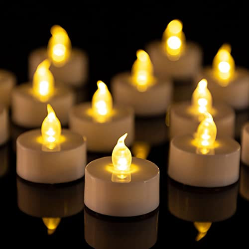 BENEVE Candele a LED,portò Candele Flickering flameless Candele,24 Pezzi Realistico a Batteria Falso Candela Calda Luce Bianca del bulbo,Ultimi 100 + Ore