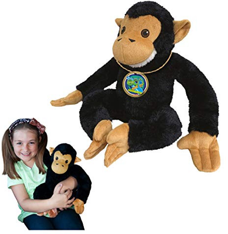 EcoBuddiez - Chimp from Deluxebase. Large 30cm Soft Plush Animals made from Recycled Plastic Bottles. Eco-Friendly Cuddly Gift for Kids and Cute Stuffed Animal Toy for Toddlers.