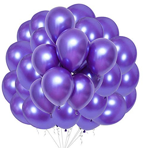50 Stück Lila Metallic Luftballons für Party glänzende Lila Latex Luftballons für Geburtstag Hochzeit Verlobung Jubiläum Baby Shower Festival Picknick Abschluss Weihnachten oder jede Party Dekoration