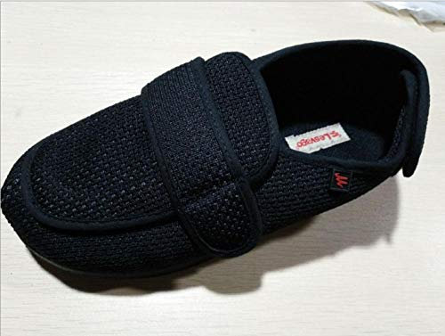 Pieds Enflé Gonflée Chaussons Elargissement,Chaussures pour hommes gonflant le pied du vieil homme, ouverture réglable chaussures diabétiques-41_2 noir,Chaussure de santé unisexe pour adultes