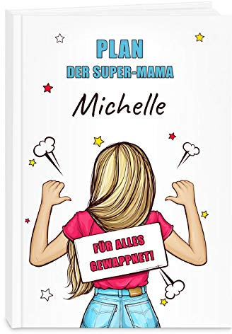 Maverton A5 Terminkalender undatiert - mit Aufdruck personalisiert - Planer Kalender 2021 2022 - Organizer mit Wochenplaner in Hardcover - Geschenk für Mädchen Frauen - weiß - Super-Mama