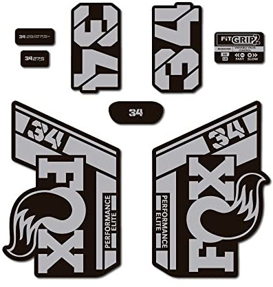 STAR SAM Autocollants compatibles avec fourche vélo Fox 34 Performance Elite 2021 Gris 1 cm