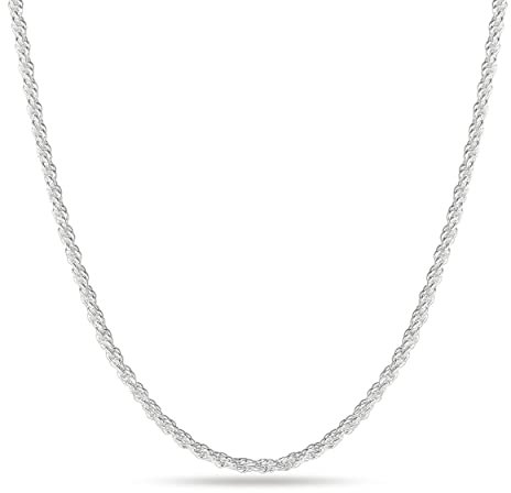 OCHCOH 925 Sterling Silver Clasp 2/2.5/3/4/5mm Rope Chain Necklace for Men Women Diamond Cut Silver Chain Necklace for Men 16-30 Inch, 24, Sterling Silver, No Gemstone