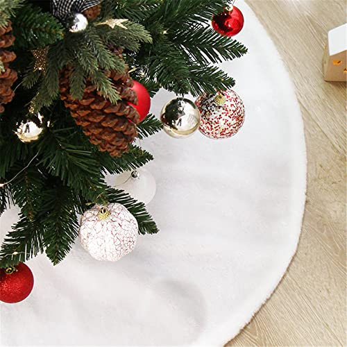 Mateju Peluche Gonna Albero di Natale 72/90/120cm, Bianca Gonna per Albero di Natale Grande Tappeto Albero di Natale Gonna Base Tappetino Copertura Decorazione Festa Casa (Bianco,90cm)