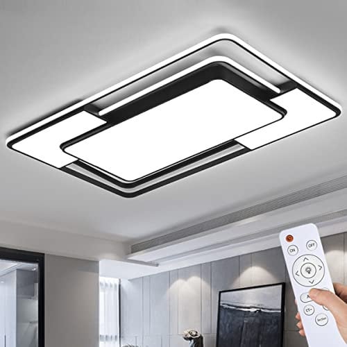 Natsen 150W Deckenlampe LED Deckenleuchte, voll dimmbar mit Fernbedienung, Rechteckige Leuchte für Büro Schlafzimmer Wohnzimmer Arbeitzimmer, Schwarz