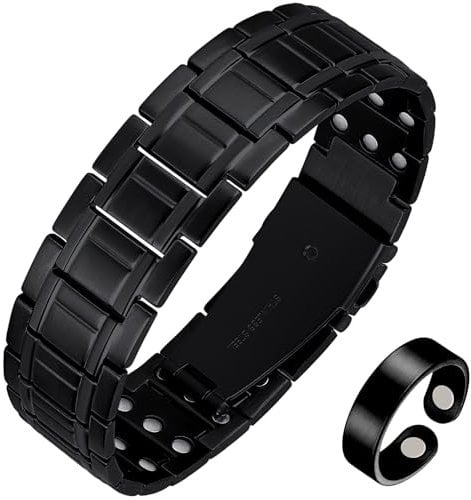 Jeracol Magnetarmband Herren Und Kupfer Magnetring, Mit Ultrastarkem 3500 Gauss Magnet Titanstahl Armband Herren Gesundheit, Mit Entfernungswerkzeug Und Geschenkbox.