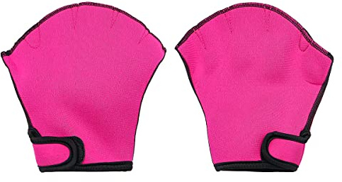 Hsthe Sea Guantes acuáticos de Medio Dedo para Adultos con Correa de muñeca Ajustable Guantes Impermeables de Secado rápido Guantes de natación sin Dedos Mano palmeada para Entrenamiento