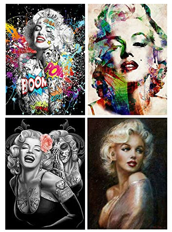 SHEGZHUC 5D DIY Diamond Painting 4 Pcs 30x40 cm Diamond Painting Frau Malen nach Zahlen Frau Diamond Art Painting Kits Frau 5D Diamant Painting Frauen Pop Art Basteln Erwachsene Frauen Handwerk