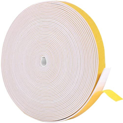 10m Dichtungsband Selbstklebend 10mm(B) x1.5mm(D) für Türen Fenster Schaumstoffband Türdichtung Fenster, Gummidichtung für Kollision Siegel Lärm Schalldämmung Weiß(1 Rollen je 10m lang)