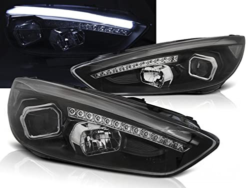 LED Light Tube Scheinwerfer in schwarz Facelift für Ford Focus MK3 ab 2015-2018