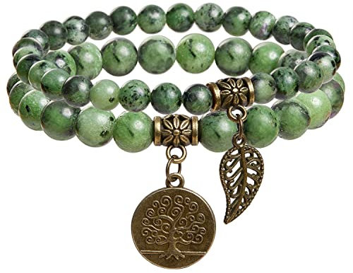 Farfume Chakra Armband Echte Steine, Echte Steine-Edelsteine Armband fur Damen (Pepidote und Baum des Lebens)