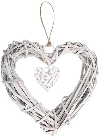 Lowats Vimini Cuori Appesi Ghirlande Cuori da Appendere in Vimini Decorazioni Corona Decorazioni da Appendere a Forma di Cuore Corona di Cuori di Vimini Cuore Rattan del Mestiere di DIY 1 Pezzi