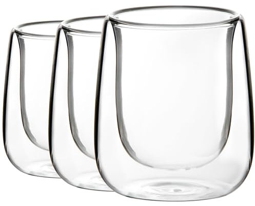 Youngever Lot de 3 tasses à expresso rondes à double paroi isotherme, 100 ml, tasses à café en verre