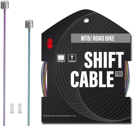 CNC Pro Slick Polished Bike Shifter Cable for SRAM,MTB Derailleur Cable 1.2X 3000mm for Mountain Bike，Road Bike,1pc,Rainbow.