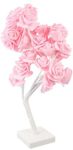HOMSFOU Rosafarbene Tischlampe Tischlampen Tischlampe Mit Blumen Nachtlampe Tischlampe Rose Lampendekor Für Zu Hause Nachttischlampe Pvc Schreibtischlampe Rosen